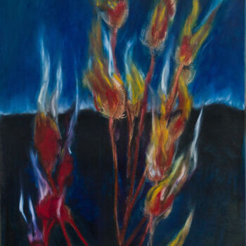Drawing titled "Vision chardons fla…" by Julia Genet, Original Artwork, Pastel