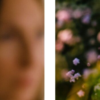 Photography titled "Vision visage/fleurs" by Julia Genet, Original Artwork, Analog photography