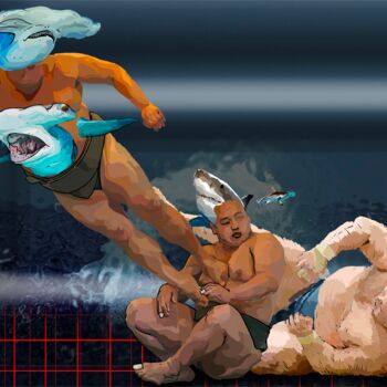 Digital Arts titled "Combat de Sumos-mar…" by Philippe Keat Chea Oum, Original Artwork