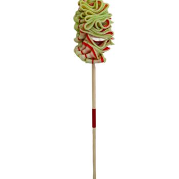 Sculpture titled "Lollipop pomme vert…" by Audrey Steiner, Original Artwork, Plastic