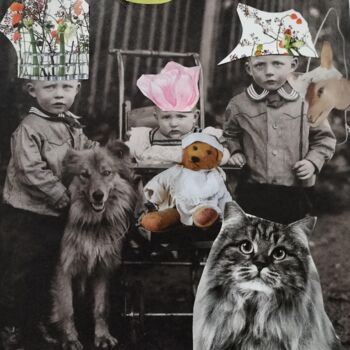 Collages titled "CHILDHOOD" by Lielie Sellier, Original Artwork, Paper