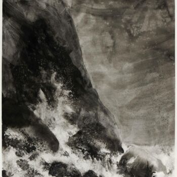 Drawing titled "Falaises, ressac #1…" by Yann Bagot, Original Artwork, Ink