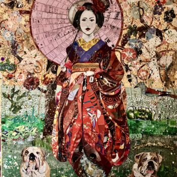 Collages titled "aiko, winston and b…" by Moira Mcainsh, Original Artwork, Collages Mounted on Wood Stretcher frame