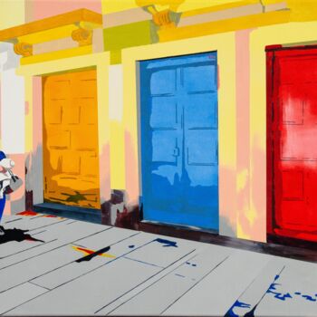 Painting titled "Portes à Porto" by Jean Philoctete, Original Artwork, Acrylic