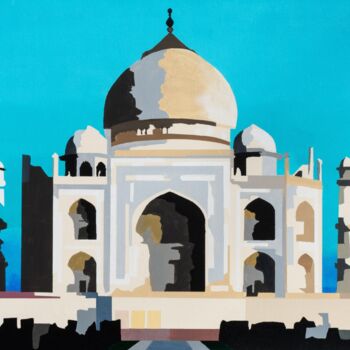 Painting titled "Taj Mahal" by Jean Philoctete, Original Artwork, Acrylic