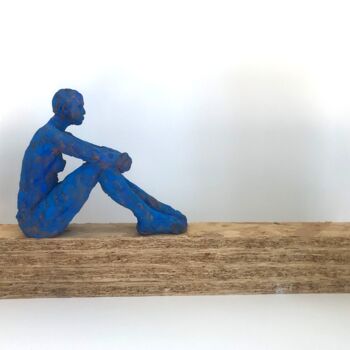 Sculpture titled "Regard vers l'infini" by Dominique Ganiage, Original Artwork, Clay