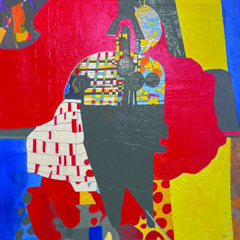 Peinture intitulée "Clown Andalou" par Alain Cabot, Œuvre d'art originale, Fibre Textile