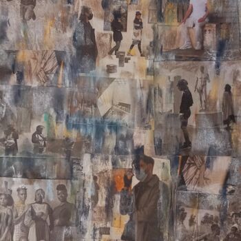 Drawing titled "COLLAGE 7" by Frederic Romain Gilles, Original Artwork, Pastel