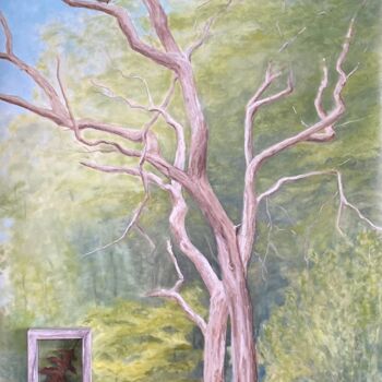 Painting titled "La dernière feuille" by Helene C, Original Artwork, Oil