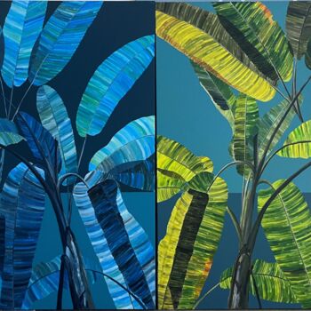 Peinture intitulée "musa-paradisia-bleu…" par Olivier Morel Pellen, Œuvre d'art originale, Acrylique