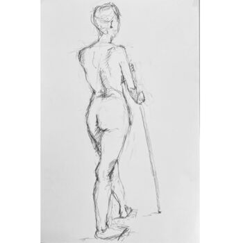 Drawing titled "Femme nue de dos et…" by Olivier De Clermont-Tonnerre, Original Artwork, Paper
