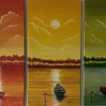 Painting titled "triptyque" by Sylvainollivier, Original Artwork, Oil