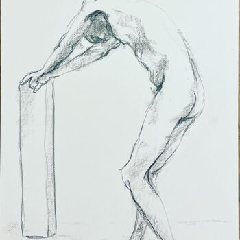 Dessin intitulée "Homme nu et point d…" par Olivier De Clermont-Tonnerre, Œuvre d'art originale, Fusain