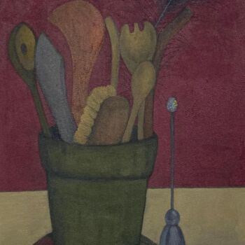 Painting titled "Le pot" by Hortense Laurent, Original Artwork, Oil