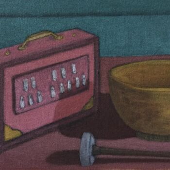 Painting titled "Shruti et bol tibét…" by Hortense Laurent, Original Artwork, Fabric