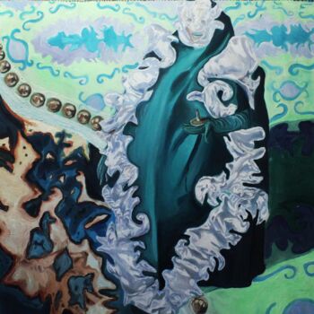 Painting titled "Motif baroque " by Alice Goudon, Original Artwork, Fabric