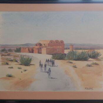 Peinture intitulée "Hammam dans le dése…" par Faby75, Œuvre d'art originale, Aquarelle Monté sur Carton