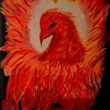 Painting titled "Le phénix mixte sur…" by Christian.Grisoni, Original Artwork, Acrylic