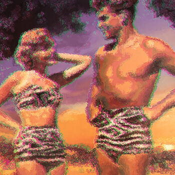 Painting titled "Le bon maillot de b…" by Didier Van Sprengel, Original Artwork, Oil