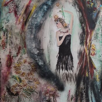 Painting titled "A l'ombre de l'arbre" by Arlette Kouker, Original Artwork, Acrylic