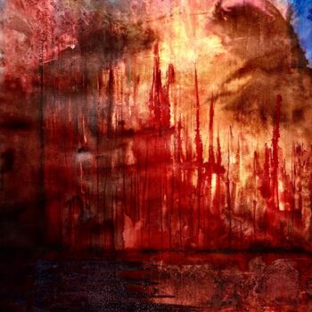 Painting titled "Réchauffement" by Franck Giraud, Original Artwork, Watercolor