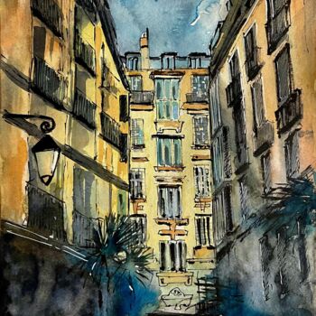 Peinture intitulée "Paris" par Franck Giraud, Œuvre d'art originale, Aquarelle