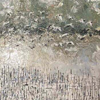 Peinture intitulée "CAMARGUE:   Envol a…" par Michel Drass, Œuvre d'art originale, Huile