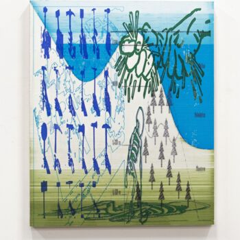 Dessin intitulée "Man Transform " par Corentin Leber, Œuvre d'art originale, Bois
