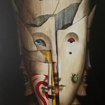 Painting titled "Cétoine" by Fabien Delaube, Original Artwork, Acrylic