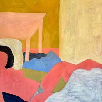 Painting titled "Pink Lady" by Antony Huchette, Original Artwork, Fabric