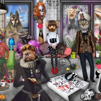 Arts numériques intitulée "L'heure du thé (Pos…" par Karine Garelli (Reds Robin), Œuvre d'art originale, Collages
