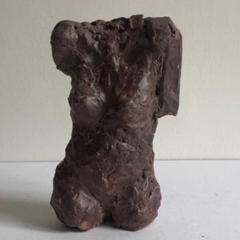 Sculpture intitulée "Torse noir" par Dominique Ganiage, Œuvre d'art originale, Argile