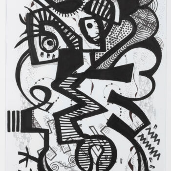 Drawing titled "La chouette éveillé…" by Lætitia Disone, Original Artwork, Textile fiber