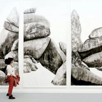 Drawing titled "Promontoires - A mê…" by Yann Bagot, Original Artwork, Ink