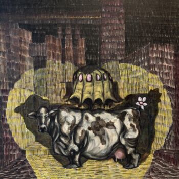 Painting titled "Fleure de vache " by Philippe Keat Chea Oum, Original Artwork, Acrylic