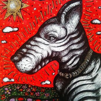 Disegno intitolato "Dog" da Karine Garelli (Reds Robin), Opera d'arte originale, Carta