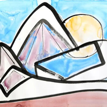 Drawing titled "Vacances en Egypte" by Ilya Grinberg, Original Artwork, Ink