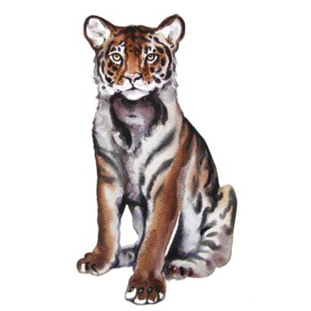 Peinture intitulée "L'ombre du tigre af…" par Stella Sujin, Œuvre d'art originale, Papier
