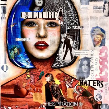 Collages intitulée "Yoko" par Ysati, Œuvre d'art originale, Acrylique