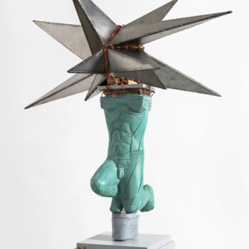 Sculpture titled "L'homme qui porte u…" by Mrdjan Bajić, Original Artwork, Aluminium