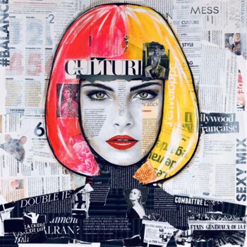 Collages intitulée "Agathe" par Ysati, Œuvre d'art originale, Acrylique