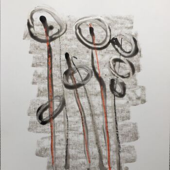 Drawing titled "Cerceaux" by Pierre Bastaroli, Original Artwork, Pastel