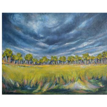 Painting titled "Avant l'orage" by Sandra Parchomenko, Original Artwork, Oil Mounted on Wood Stretcher frame