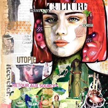 Collages intitulée "Pénélope" par Ysati, Œuvre d'art originale, Acrylique