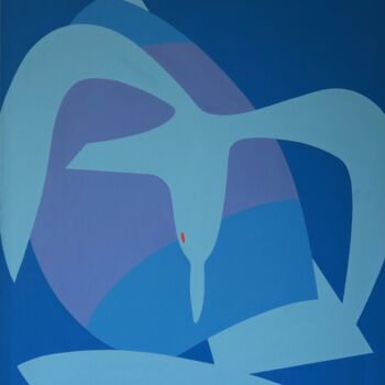 Painting titled "La mouette et le Spi" by Jean  Coulot, Original Artwork, Oil