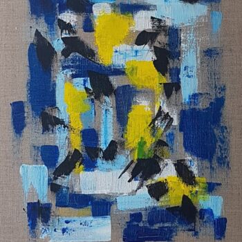 Painting titled "JAUNE ET BLEU 2020" by Jean Marc Bramy, Original Artwork, Acrylic