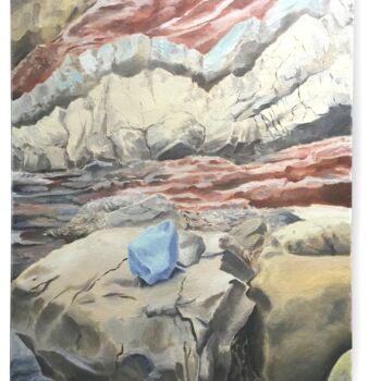 Painting titled "La Pierre Bleue" by Lh V, Original Artwork, Wood