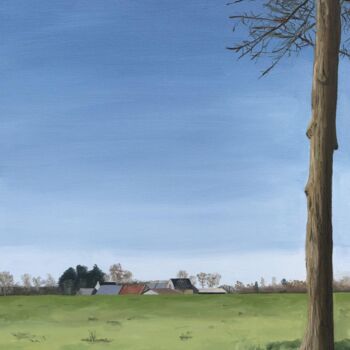 Painting titled "Fontenay sur champs" by Sophie Cousineau, Original Artwork, Oil Mounted on Wood Stretcher frame