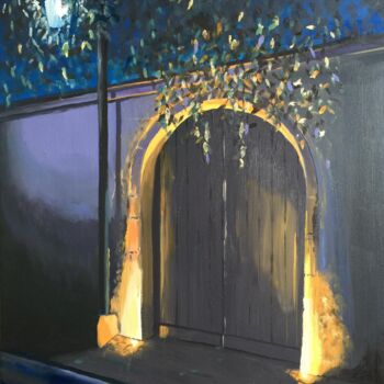 Painting titled "Porche de lumière." by Sophie Cousineau, Original Artwork, Oil Mounted on Wood Stretcher frame