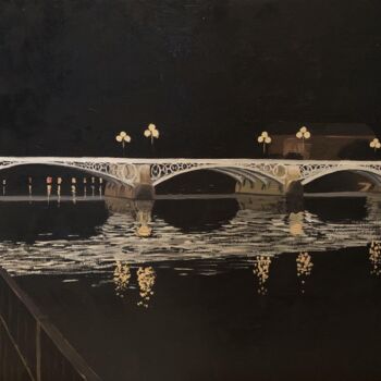 Painting titled "Lumière traversante." by Sophie Cousineau, Original Artwork, Oil Mounted on Wood Stretcher frame